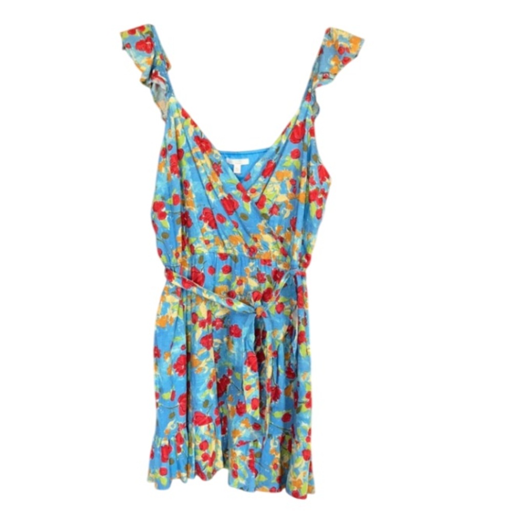 LC Lauren Conrad floral print faux wrap dress w elastic boho casual XXL